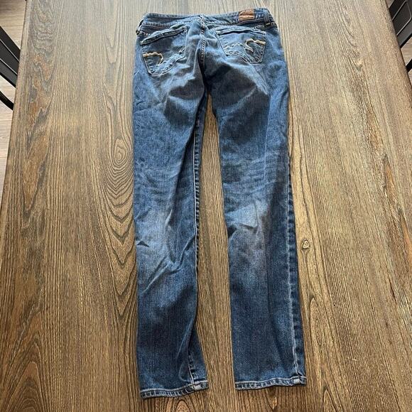 American Eagle Skinny Jeans Stretch Denim Cotton Blend Medium Wash Blue Size 2 - Picture 9 of 11